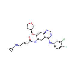 O=C(/C=C/CNC1CC1)Nc1cc2c(Nc3ccc(F)c(Cl)c3)ncnc2cc1O[C@H]1CCOC1 ZINC000473125740