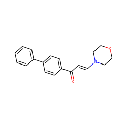 O=C(/C=C/N1CCOCC1)c1ccc(-c2ccccc2)cc1 ZINC000004833373