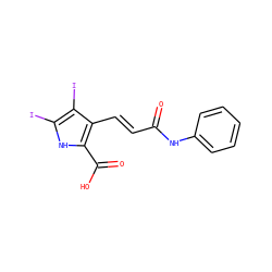 O=C(/C=C/c1c(C(=O)O)[nH]c(I)c1I)Nc1ccccc1 ZINC000013778839