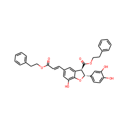 O=C(/C=C/c1cc(O)c2c(c1)[C@@H](C(=O)OCCc1ccccc1)[C@H](c1ccc(O)c(O)c1)O2)OCCc1ccccc1 ZINC000197925332