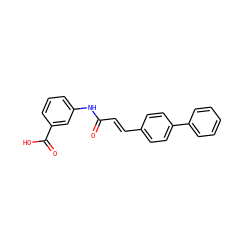 O=C(/C=C/c1ccc(-c2ccccc2)cc1)Nc1cccc(C(=O)O)c1 ZINC000028021712