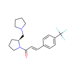 O=C(/C=C/c1ccc(C(F)(F)F)cc1)N1CCC[C@H]1CN1CCCC1 ZINC000003950338