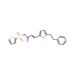 O=C(/C=C/c1ccc(CCc2ccccc2)o1)NS(=O)(=O)c1cccs1 ZINC000045300868