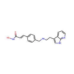 O=C(/C=C/c1ccc(CNCCc2c[nH]c3ncccc23)cc1)NO ZINC000072114138