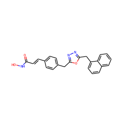 O=C(/C=C/c1ccc(Cc2nnc(Cc3cccc4ccccc34)o2)cc1)NO ZINC000299824031