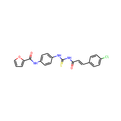 O=C(/C=C/c1ccc(Cl)cc1)NC(=S)Nc1ccc(NC(=O)c2ccco2)cc1 ZINC000001181280