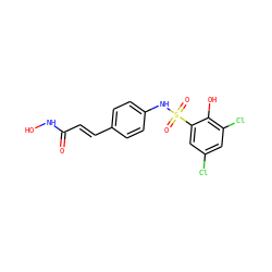 O=C(/C=C/c1ccc(NS(=O)(=O)c2cc(Cl)cc(Cl)c2O)cc1)NO ZINC000148535369