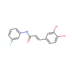 O=C(/C=C/c1ccc(O)c(O)c1)Nc1cccc(F)c1 ZINC000049802854