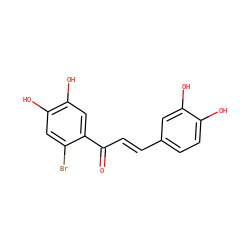 O=C(/C=C/c1ccc(O)c(O)c1)c1cc(O)c(O)cc1Br ZINC000142484225