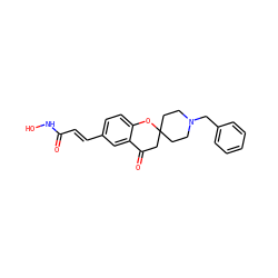 O=C(/C=C/c1ccc2c(c1)C(=O)CC1(CCN(Cc3ccccc3)CC1)O2)NO ZINC000043208345