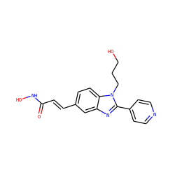 O=C(/C=C/c1ccc2c(c1)nc(-c1ccncc1)n2CCCO)NO ZINC000147719747
