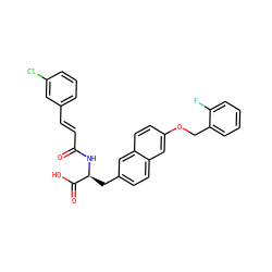 O=C(/C=C/c1cccc(Cl)c1)N[C@@H](Cc1ccc2cc(OCc3ccccc3F)ccc2c1)C(=O)O ZINC000072180705