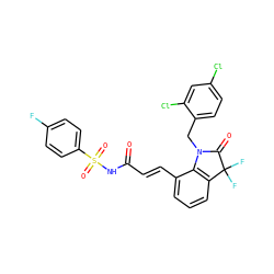 O=C(/C=C/c1cccc2c1N(Cc1ccc(Cl)cc1Cl)C(=O)C2(F)F)NS(=O)(=O)c1ccc(F)cc1 ZINC000049793770