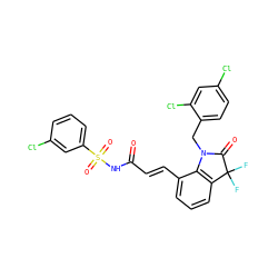 O=C(/C=C/c1cccc2c1N(Cc1ccc(Cl)cc1Cl)C(=O)C2(F)F)NS(=O)(=O)c1cccc(Cl)c1 ZINC000049802254