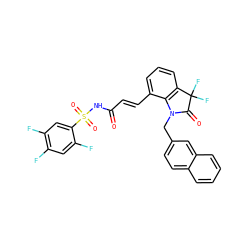 O=C(/C=C/c1cccc2c1N(Cc1ccc3ccccc3c1)C(=O)C2(F)F)NS(=O)(=O)c1cc(F)c(F)cc1F ZINC000049802906