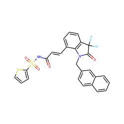 O=C(/C=C/c1cccc2c1N(Cc1ccc3ccccc3c1)C(=O)C2(F)F)NS(=O)(=O)c1cccs1 ZINC000049802274