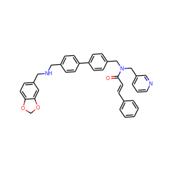 O=C(/C=C/c1ccccc1)N(Cc1ccc(-c2ccc(CNCc3ccc4c(c3)OCO4)cc2)cc1)Cc1cccnc1 ZINC000028396773