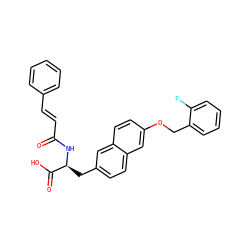 O=C(/C=C/c1ccccc1)N[C@@H](Cc1ccc2cc(OCc3ccccc3F)ccc2c1)C(=O)O ZINC000072179290
