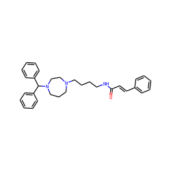 O=C(/C=C/c1ccccc1)NCCCCN1CCCN(C(c2ccccc2)c2ccccc2)CC1 ZINC000028869815