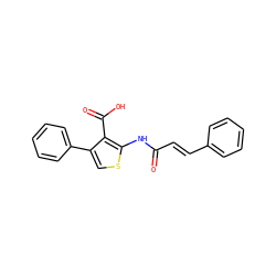 O=C(/C=C/c1ccccc1)Nc1scc(-c2ccccc2)c1C(=O)O ZINC000000552107