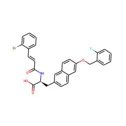 O=C(/C=C/c1ccccc1Br)N[C@@H](Cc1ccc2cc(OCc3ccccc3F)ccc2c1)C(=O)O ZINC000072179594