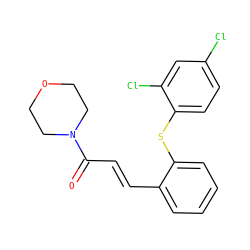O=C(/C=C/c1ccccc1Sc1ccc(Cl)cc1Cl)N1CCOCC1 ZINC000013814767