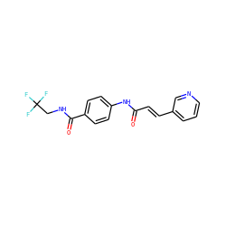 O=C(/C=C/c1cccnc1)Nc1ccc(C(=O)NCC(F)(F)F)cc1 ZINC000032776607