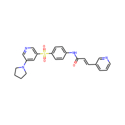 O=C(/C=C/c1cccnc1)Nc1ccc(S(=O)(=O)c2cncc(N3CCCC3)c2)cc1 ZINC000142278379