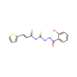 O=C(/C=C/c1cccs1)NC(=S)NNC(=O)c1ccccc1O ZINC000004950591