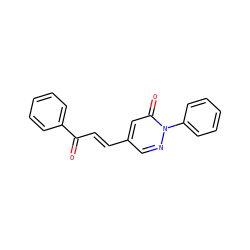 O=C(/C=C/c1cnn(-c2ccccc2)c(=O)c1)c1ccccc1 ZINC000028570711