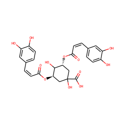 O=C(/C=C\c1ccc(O)c(O)c1)O[C@@H]1CC(O)(C(=O)O)C[C@@H](OC(=O)/C=C\c2ccc(O)c(O)c2)C1O ZINC000013541599