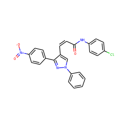 O=C(/C=C\c1cn(-c2ccccc2)nc1-c1ccc([N+](=O)[O-])cc1)Nc1ccc(Cl)cc1 ZINC000084669607