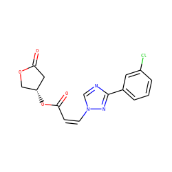 O=C(/C=C\n1cnc(-c2cccc(Cl)c2)n1)O[C@@H]1COC(=O)C1 ZINC000115891714