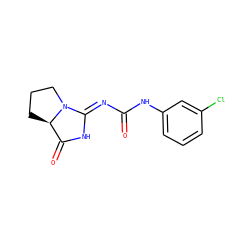 O=C(/N=C1\NC(=O)[C@H]2CCCN12)Nc1cccc(Cl)c1 ZINC000028569764
