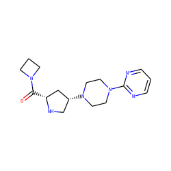 O=C([C@@H]1C[C@H](N2CCN(c3ncccn3)CC2)CN1)N1CCC1 ZINC000040901418