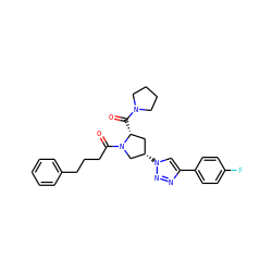 O=C([C@@H]1C[C@H](n2cc(-c3ccc(F)cc3)nn2)CN1C(=O)CCCc1ccccc1)N1CCCC1 ZINC000095578092