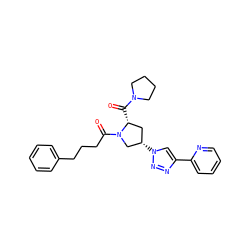 O=C([C@@H]1C[C@H](n2cc(-c3ccccn3)nn2)CN1C(=O)CCCc1ccccc1)N1CCCC1 ZINC000095578716