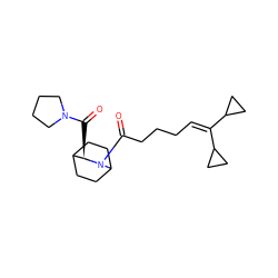O=C([C@@H]1C2CCC(CC2)N1C(=O)CCCC=C(C1CC1)C1CC1)N1CCCC1 ZINC000013756434