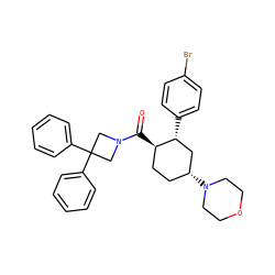 O=C([C@@H]1CC[C@@H](N2CCOCC2)C[C@H]1c1ccc(Br)cc1)N1CC(c2ccccc2)(c2ccccc2)C1 ZINC000103283315