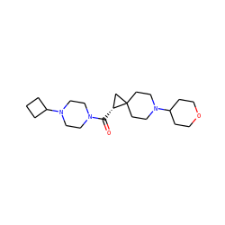 O=C([C@@H]1CC12CCN(C1CCOCC1)CC2)N1CCN(C2CCC2)CC1 ZINC000043202369