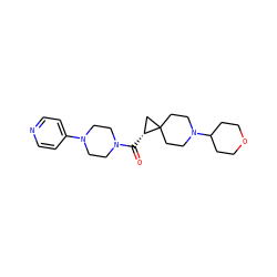 O=C([C@@H]1CC12CCN(C1CCOCC1)CC2)N1CCN(c2ccncc2)CC1 ZINC000103244096
