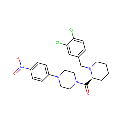 O=C([C@@H]1CCCCN1Cc1ccc(Cl)c(Cl)c1)N1CCN(c2ccc([N+](=O)[O-])cc2)CC1 ZINC000066139801