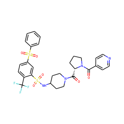 O=C([C@@H]1CCCN1C(=O)c1ccncc1)N1CCC(NS(=O)(=O)c2cc(S(=O)(=O)c3ccccc3)ccc2C(F)(F)F)CC1 ZINC000049841323