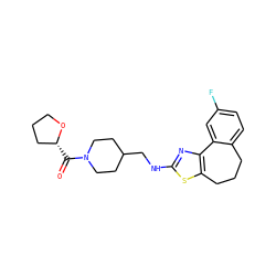 O=C([C@@H]1CCCO1)N1CCC(CNc2nc3c(s2)CCCc2ccc(F)cc2-3)CC1 ZINC000026502455