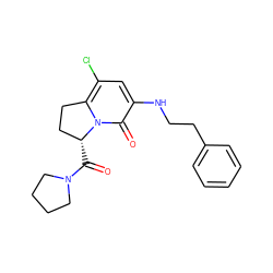 O=C([C@@H]1CCc2c(Cl)cc(NCCc3ccccc3)c(=O)n21)N1CCCC1 ZINC000040405767