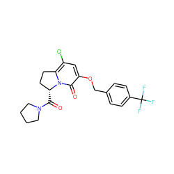 O=C([C@@H]1CCc2c(Cl)cc(OCc3ccc(C(F)(F)F)cc3)c(=O)n21)N1CCCC1 ZINC000040917784