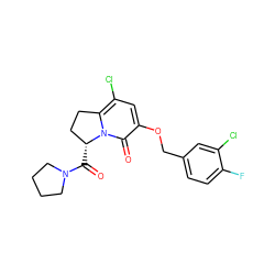 O=C([C@@H]1CCc2c(Cl)cc(OCc3ccc(F)c(Cl)c3)c(=O)n21)N1CCCC1 ZINC000040412489