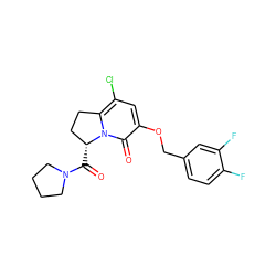 O=C([C@@H]1CCc2c(Cl)cc(OCc3ccc(F)c(F)c3)c(=O)n21)N1CCCC1 ZINC000040916193