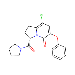 O=C([C@@H]1CCc2c(Cl)cc(Oc3ccccc3)c(=O)n21)N1CCCC1 ZINC000040414524