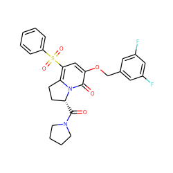 O=C([C@@H]1CCc2c(S(=O)(=O)c3ccccc3)cc(OCc3cc(F)cc(F)c3)c(=O)n21)N1CCCC1 ZINC000040917253